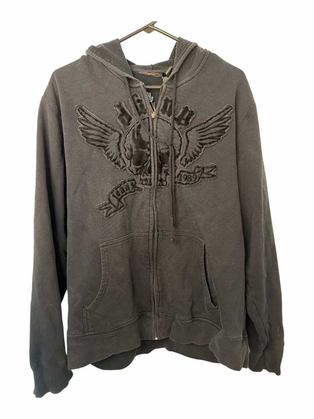 Vintage DKNY Jeans skull and wings full-zip hoodie